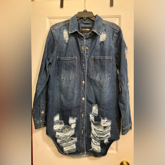 Damsel In Distress Shacket - Medium Blue Wash - Picture 2 of 4